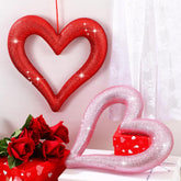 2 Pack Large Valentine'S Day Heart Ornaments For Tree Red Pink Glitter Heart Ornaments Valentines Wreaths For Home Office Holiday Front Door Wall Wedding Anniversary Decor (11.8 Inch)