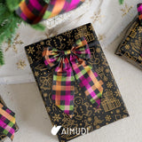 Halloween Bows For Gift Wrapping 6×9'' Glitter Plaid Bows For Christmas Tree Wreath Bows With Wire Edge Premade Bows For Craft Present Indoor Holiday Christmas Decorations, 10 Pcs
