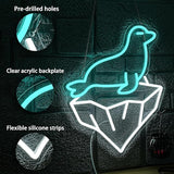 Seal Neon Sign Dimmable Ice Mountain LED Wall Light for Kids Bedroom Nursery Marine Decor