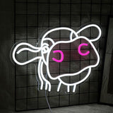 Cow Neon Sign Dimmable USB LED Wall Light 16.5 x 12.6 Inch Funny Animal Decor for Farmhouse Bedroom Bar