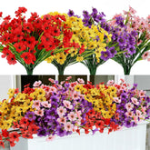 Artificial Mums Flowers For Outdoors, 16 Bundles Uv Resistant Fake Plastic Colorful Mix Flowers For Patio Porch Spring Summer Decor
