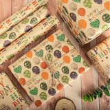 Birthday Wrapping Paper Set - Colorful Balloon & Happy Birthday Lettering Design, 6 Sheets X 17" X 40"