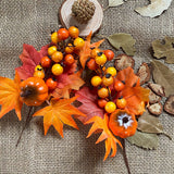6 Pack Fall Stems Artificial Berry Picks Fall Picks With Pumpkin Maple Leaves Branches Decorations For Harvest Autumn Thanksgiving Day Flower Arrangements Wreaths Indoor Outdoor Home Decor