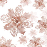 36 Pieces Rose Gold Christmas Poinsettia Flowers With Clips Glitter Christmas Tree Ornaments For Tree Artificial Poinsettia Flowers For Xmas Trees Wreath New Year Decoration