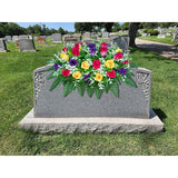 Artificial Cemetery Flowers Saddle-Shaped Tombstone Decorations Non-Fading Uv-Resistant?Yellow+Purple+Brilliant Red Saddle?