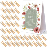 Boho Floral Themed Baby Shower Games, Dont Say Baby Game, Pack Of 1 Sign And 50 Mini Wooden Clothespins, Sage Green Butterfly Baby Shower Decorations, Gender Reveal Party Supplies