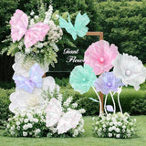 8 Pcs Giant Butterfly Flower Decorations 20 Inch 12 Inch 3D Large Silk Butterfly Artificial Flower Wall Decorations For Wedding Backdrop Bridal Shower Birthday Party Bedroom Living Room Decoration