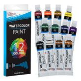 12-Color Water Colors Paint Set, 12Ml Professional Watercolor Tubes, Vibrant Pigments - Water Colors Paint Adult Set For Artists