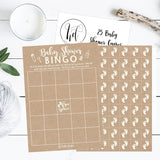 Baby Shower Games For 25 Guests - Kraft Baby Shower Bingo Game, Boy Girl Gender Neutral, Rustic Bingo Cards Gender Reveal Games, Made In Usa