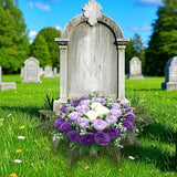 Artificial Cemetery Flowers,Silk Memorial Cake For Cemetery,Artificial Flower Centrepieces For Tables,Artificial Rose Graveyard Memorial Flowers For Headstones Decoration (Purple)