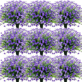 40 Bundles Outdoor Artificial Flowers Uv Resistant Faux Outside Plants Flowers Fake Plastic Plants For Outdoor Spring Summer Seasons Decoration Shrubs Garden Porch Box(Purple)
