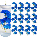 12 Pcs Blue Artificial Flower For Floating Candle Centerpieces, Faux Flower Vase Filler For Wedding Table Centerpieces Party Decor.