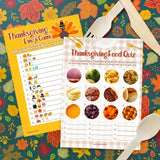 Thanksgiving Party Games, Turkey Emoji Game And Thanksgiving Food Quiz 2 Game Bundle - 25 Dual Sided Cards