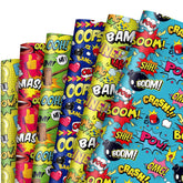 12 Sheet Comic Wrapping Paper -Not Roll- Colorful Cartoon Boom Gift Wrap Paper Folded Flat Art Paper For Diy Crafts Gift Wrapping, 19.7 X 27.6 Inch