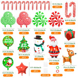 40Pcs Christmas Foil Balloons,Large Sugarcane Sugar Vortex Balloon,Candy Cane Mylar Balloons,Santa Snowman Christmas Reindeer,Christmas Decorations For Candies Theme Party,Xmas With Ribbon & Glue