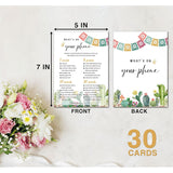 Bridal Shower Games, Fiesta Mexican Bridal Shower Decorations, What'S On Your Phone Cards For Bachelorette Party, Wedding Engagement Party, Set Of 30 Game Cards (A17)