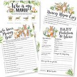 Baby Shower Games For 25 Guests - Woodland Baby Predictions & Advice Cards, Who Knows Mommy Best, Nursery Rhyme, Who Is My Mama Babyshower Games Girl Boy Gender Neutral, Made In Usa