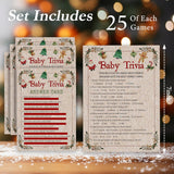 Baby Shower Game, Christmas Gender Reveal Party Supplies, Christmas Baby Trivia Game Kit, Santa Baby Shower Activity Decor, Xmas Baby Shower Gifts Favors, 25 Winter Game Cards With Answer Card -05