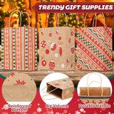 24 Pcs Christmas Kraft Gift Bags With Handles,Treat Bags For Gifts,Cookies,Candy,Holiday Goodies Wrapping,For Xmas Holiday Presents Wrapping,9"X7.3"X3.3"