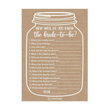 25 Cute Rustic How Well Do You Know The Bride To Be Bridal Wedding Shower, Bachelorette Party Game, Couples Guessing Question Set Of Cards Pack Unique Printed Engagement
