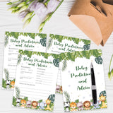 Safari Animals Baby Shower Games Cards, Baby Predictions And Advice Cards For New Parents Babyshower Activity, Wildlife Gender Reveal Party Games For Decorations Favors Supplies, Set Of 25 -06