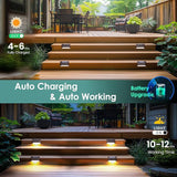 8 Pack Solar Fence Step Lights Waterproof Warm White LED Deck Railing Patio Lights