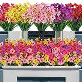 20 Bundles Artificial Flowers For Outdoor Outside Spring Summer Decoration Uv Resistant Faux Flowers No Fade Fake Plastic Plants Garden Porch Window Box Decorating(Mix Color)