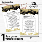 Black And Gold Bridal Shower Game Would She Rather - 25 Card Pack - Fun This Or That Game For Graduation Parties, Rehearsal Dinners & Birthdays - Modern Design
