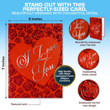 Red Foil Embossed 5X7In Handmade Individual Valentines Card With Heart Cutout, With Envelope And Stickers For Wife Or Husband, Printed Message Inside - Anniversary, Gifting And Mailing