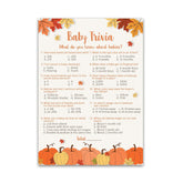 Little Pumpkin Baby Shower Game — Baby Trivia — 25 Pack — Fun Facts Fall Shower Or Gender Reveal Party Activity, Autumn Theme Pumpkins Rustic & Gender Neutral G330-Trv