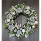 Artificial Roses 30Pcs Silver Flowers 3.15" Glitter Roses Artificial Flowers With Stems For Diy Wreath Wedding Christmas Home Party Decor(Silver)