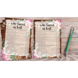 Housewarming Party Games, Who Knows Us Best, Rustic Floral New Home, New House, New Homeowner Party Games Cards, 30 Sheets Each Pack