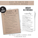 Wedding Bridal Shower Games – Fun Activities In Kraft Minimalist Style, Finish The Lyrics Game With Kraft Design