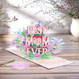 Best Mom Ever Pop Up Cards, Carnations, 3D Greeting Cards, Gift For Birthday, Mothers Day, Anniversary, Valentines Day, Mom, Stepmom, Mother In Law, 5X7 - Includes Envelope And Message Note