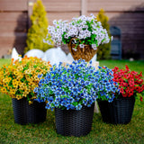 Artificial Flowers For Outdoors Fake Plants - 16 Bundles Faux Outside Greenery Boxwood No Fade Plastic Shrubs Fall Decor Farmhouse Home Garden (Blue)