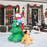6.5Ft H Christmas Inflatable Tree With Build-In Led Lights, Funny Inflatable Dog Chasing Santa Claus,Blow Up Christmas O