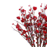 Valentine’S Day Gifts,6 Pcs Artificial Red Berry Flower Stems Heart Shaped Berry Picks For Valentine’S Day,Wedding