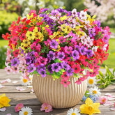 12 Bundles Artificial Flowers For Outdoor Indoor, Fake Silk Daisy With Eucalyptus Leaves, Faux Flower For Garden Front Door Porch Planter Patio Home Decor (6 Multicolor)