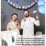 Christmas Baby Shower Game Cards – 25 Double-Sided Baby Prediction & Advice Cards, Winter Xmas Tree Gender-Neutral Party Favors – C04