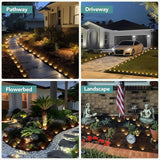 10 Pack Mini Solar Ground Lights Waterproof Warm White Pathway Garden Landscape Lights