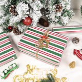 Glitter Christmas Wrapping Paper Roll - Red Green Christmas Stripe With Red Glitter Glimmer Powder Gift Wrap For Holiday Winter Parties - 17In X 16.5Ft