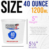 40 Ounce (1200Ml) Graduated Plastic Mixing Cups (Box Of 24) - Paint Mixing Cups For Epoxy Resin, Art, Kitchen, Baking - Measurements In Oz And Ml, 4 Different Measuring Ratios 1:1