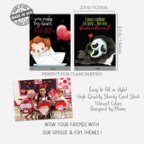 Classic Horror Scary Movie Character Themed Valentines Day Card School Classroom Exchange (Set Of 24)