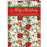 - Granddaughter Christmas Card - Made In Chicago - Large Card Opens To 10" X 7.75" - Packaged In Extra Sturdy Mailer - Very Colorful Classic Christmas Design - 1011
