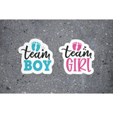 20 Pack Bundle 10 Team Boy 10 Team Girl 2 Inch Sticker Stickers Decal Baby Gender Reveal Decorations Balloons Shower Party Supplies Game Vote Blue Pink Cake Baby Feet Choose Guess
