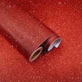 Red Glitter Wallpaper Stick And Peel Glitter Fabric Wallpaper Roll 15.7"X118" Self Adhesive Removable Red Contact Paper For Cabinets Sparkle Wall Paper For Diy Christmas Fridge Bedroom Wall