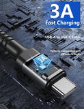 2 Pack 6FT USB A to USB C Cable 3A Fast Charging Braided Charger Cord for iPhone 17 16 15 Samsung Galaxy