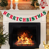 Merry Christmas Banner Red Green Wool Felt Garland Christmas Decorations Indoor Happy Holiday Decorations Cute Hanging Decor For Mantel Fireplace Wall, Kids Bedroom, Living Room,Party Supplies