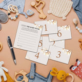 Guess The Baby Food Party Games, Boho Bear Balloon Baby Shower Game Set (1 Standing Sign + 20 Answer Cards + 6 Number Cards), Watercolor Brown Name The Baby Food Game, Baby Shower Favors