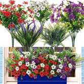 12 Pcs Artificial Flowers For Outdoor, Uv Protection Resistant Artificial Flowers Plants For Window Box Plastic Wildflowers Greenery Shrubs Outside Garden Summer Patio Porch Yard(Vivid Color)
